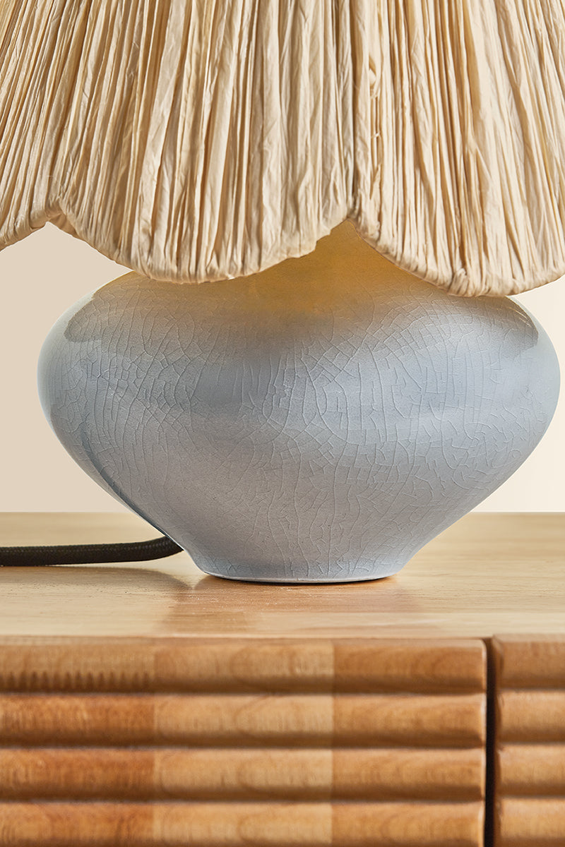 Mitzi by Hudson Valley Lighting Cailyn Table Lamp in Aged Brass / Ceramic Frost Crackle, detail view 2