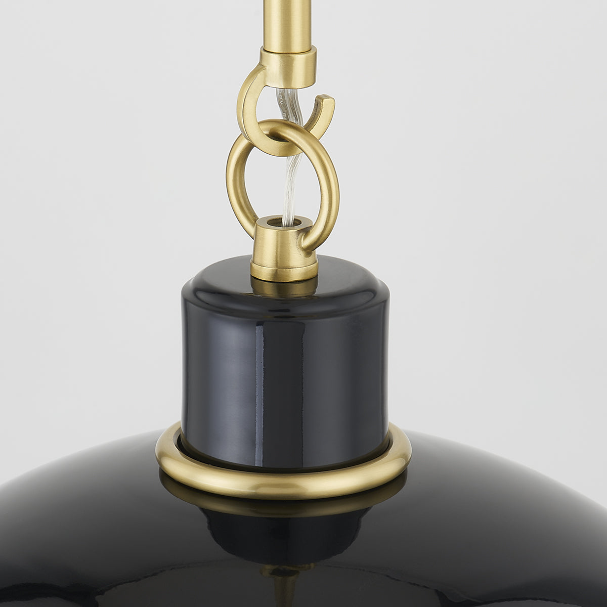 Mitzi by Hudson Valley Lighting Camille Small Pendant in Aged Brass / Gloss Black, detail view 1