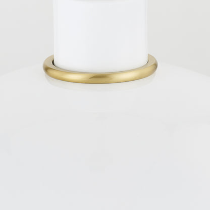 Mitzi by Hudson Valley Lighting Camille Small Pendant in Aged Brass / Gloss White, detail view 2