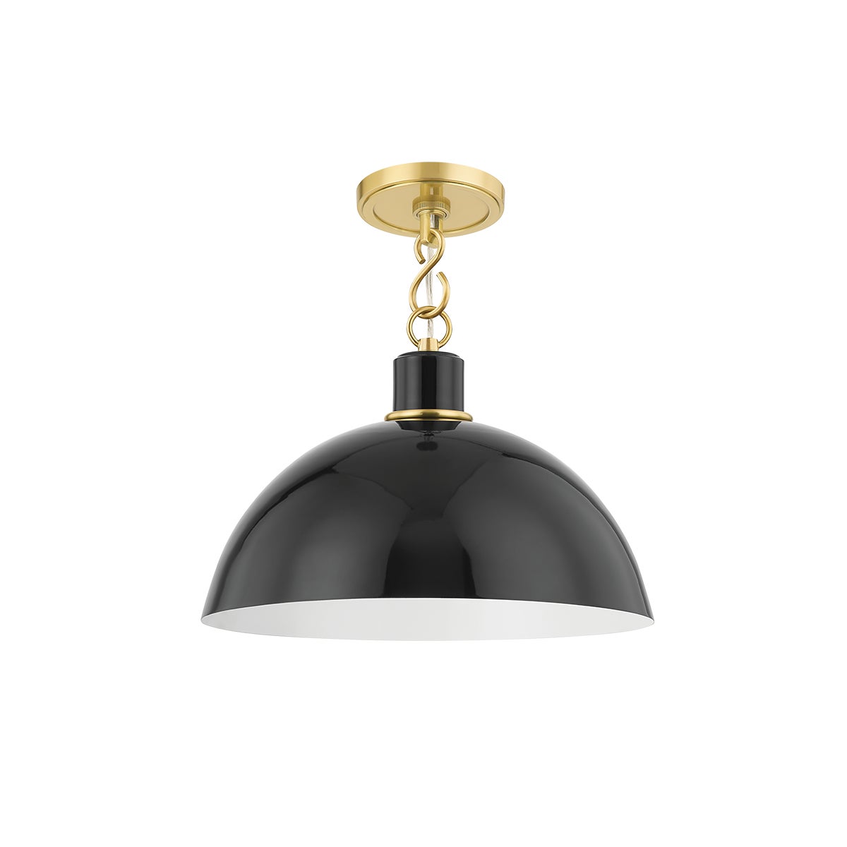 Mitzi by Hudson Valley Lighting Camille Small Pendant in Aged Brass / Gloss Black