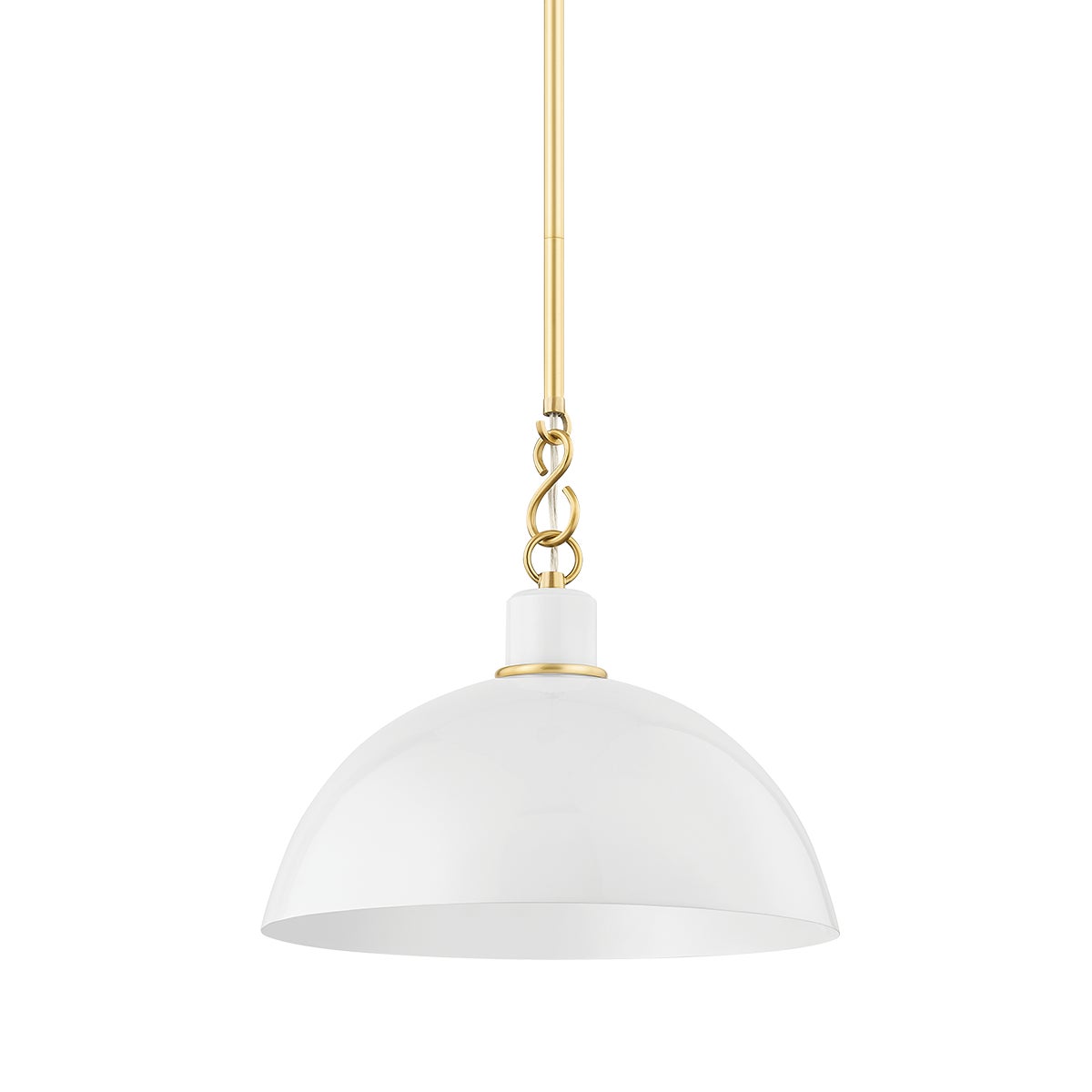 Mitzi by Hudson Valley Lighting Camille Small Pendant in Aged Brass / Gloss White
