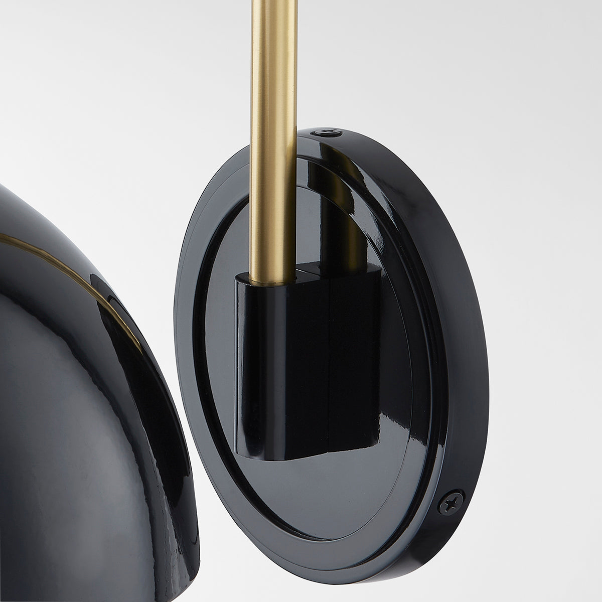 Mitzi by Hudson Valley Lighting Camille Wall Sconce in Aged Brass / Gloss Black, detail view 3