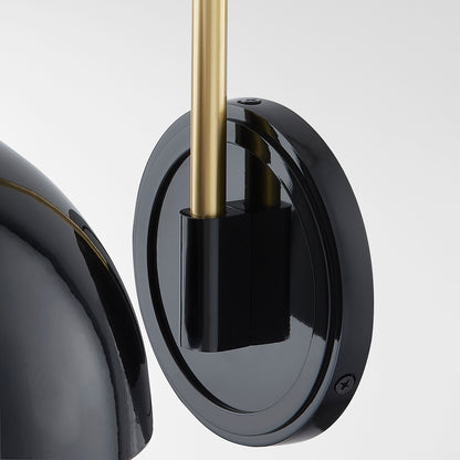 Mitzi by Hudson Valley Lighting Camille Wall Sconce in Aged Brass / Gloss Black, detail view 3