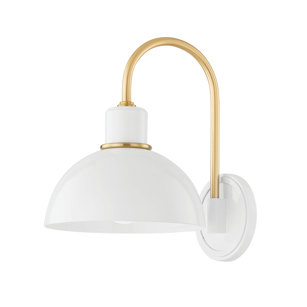 Mitzi by Hudson Valley Lighting Camille Wall Sconce in Aged Brass / Gloss White
