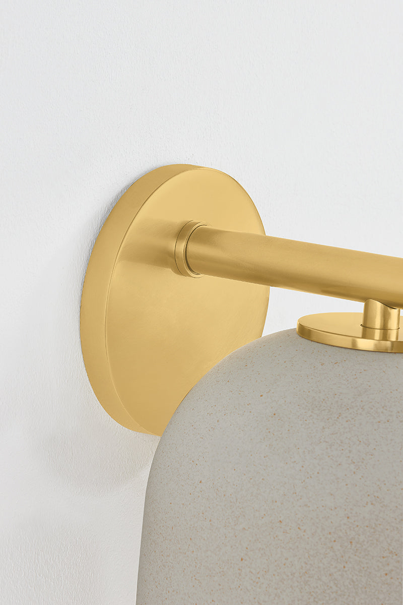 Mitzi by Hudson Valley Lighting Cara Wall Sconce in Aged Brass / Ceramic Cream Pebble, detail view 4