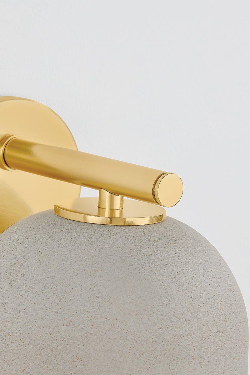 Mitzi by Hudson Valley Lighting Cara Wall Sconce in Aged Brass / Ceramic Cream Pebble, detail view 5