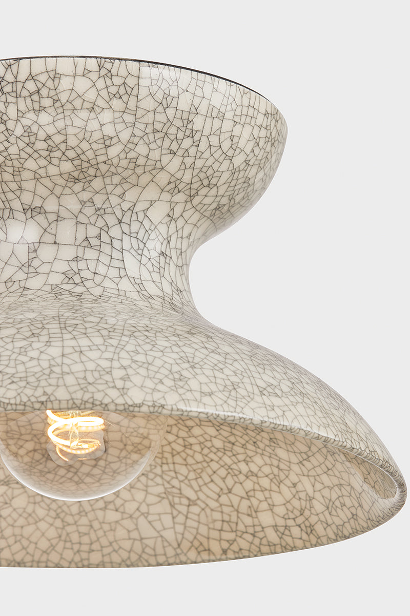Mitzi by Hudson Valley Lighting Carina Flush Mount in Aged Brass / Ceramic Belgian Crackle, detail view 1