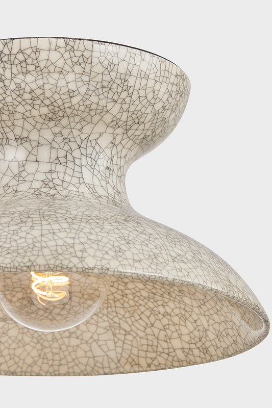 Mitzi by Hudson Valley Lighting Carina Flush Mount in Aged Brass / Ceramic Belgian Crackle, detail view 1