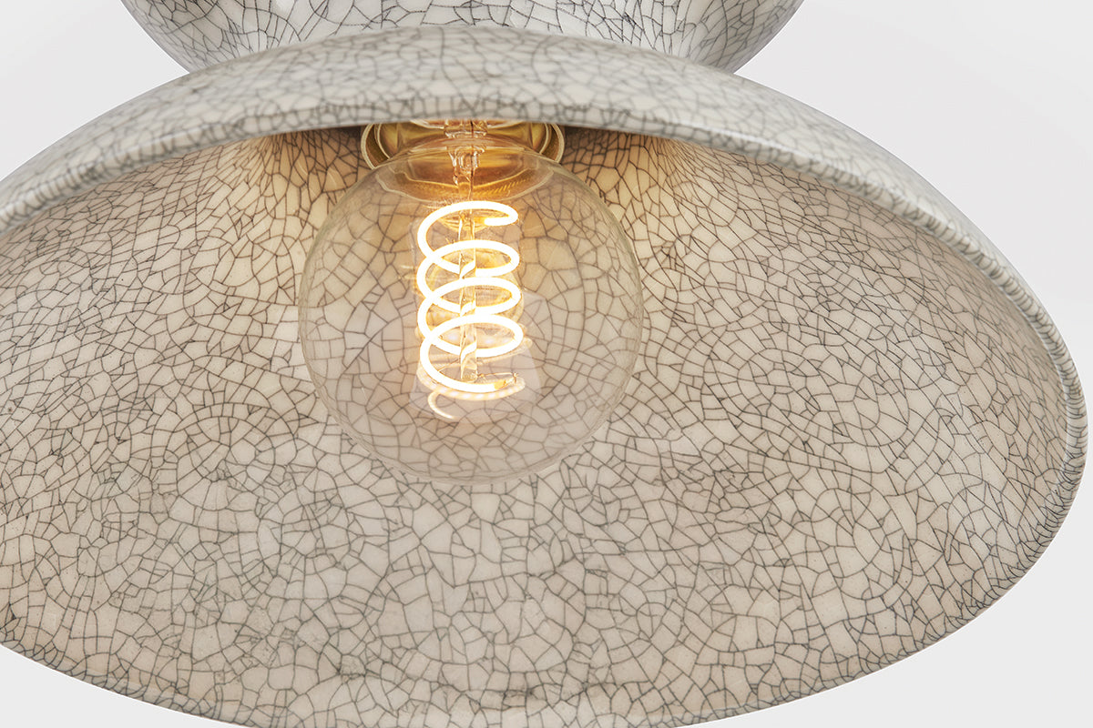 Mitzi by Hudson Valley Lighting Carina Flush Mount in Aged Brass / Ceramic Belgian Crackle, detail view 4