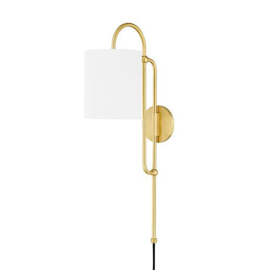 Mitzi by Hudson Valley Lighting Caroline Plug-In Wall Sconce in Aged Brass