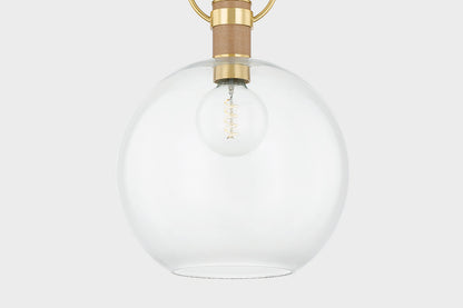 Mitzi by Hudson Valley Lighting Catrine Large Pendant in Aged Brass, detail view 2