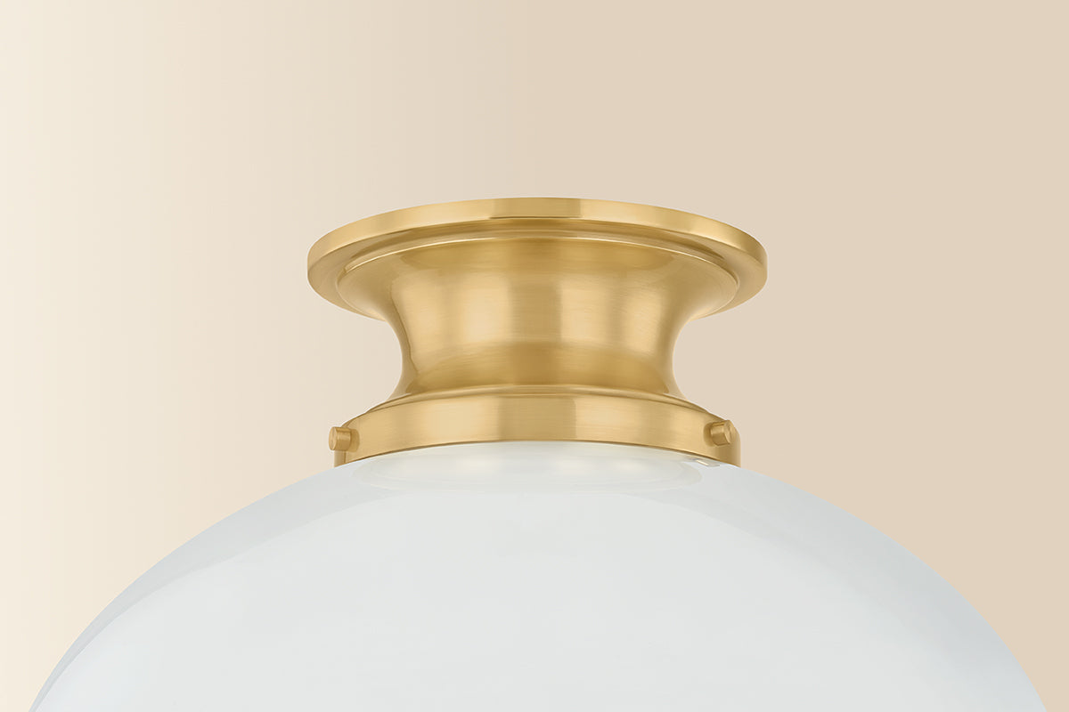 Mitzi by Hudson Valley Lighting Celine Large Semi-Flush Mount in Aged Brass, detail view 1