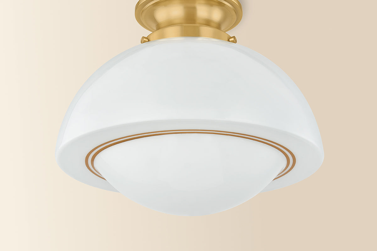 Mitzi by Hudson Valley Lighting Celine Small Semi-Flush Mount in Aged Brass, detail view 1