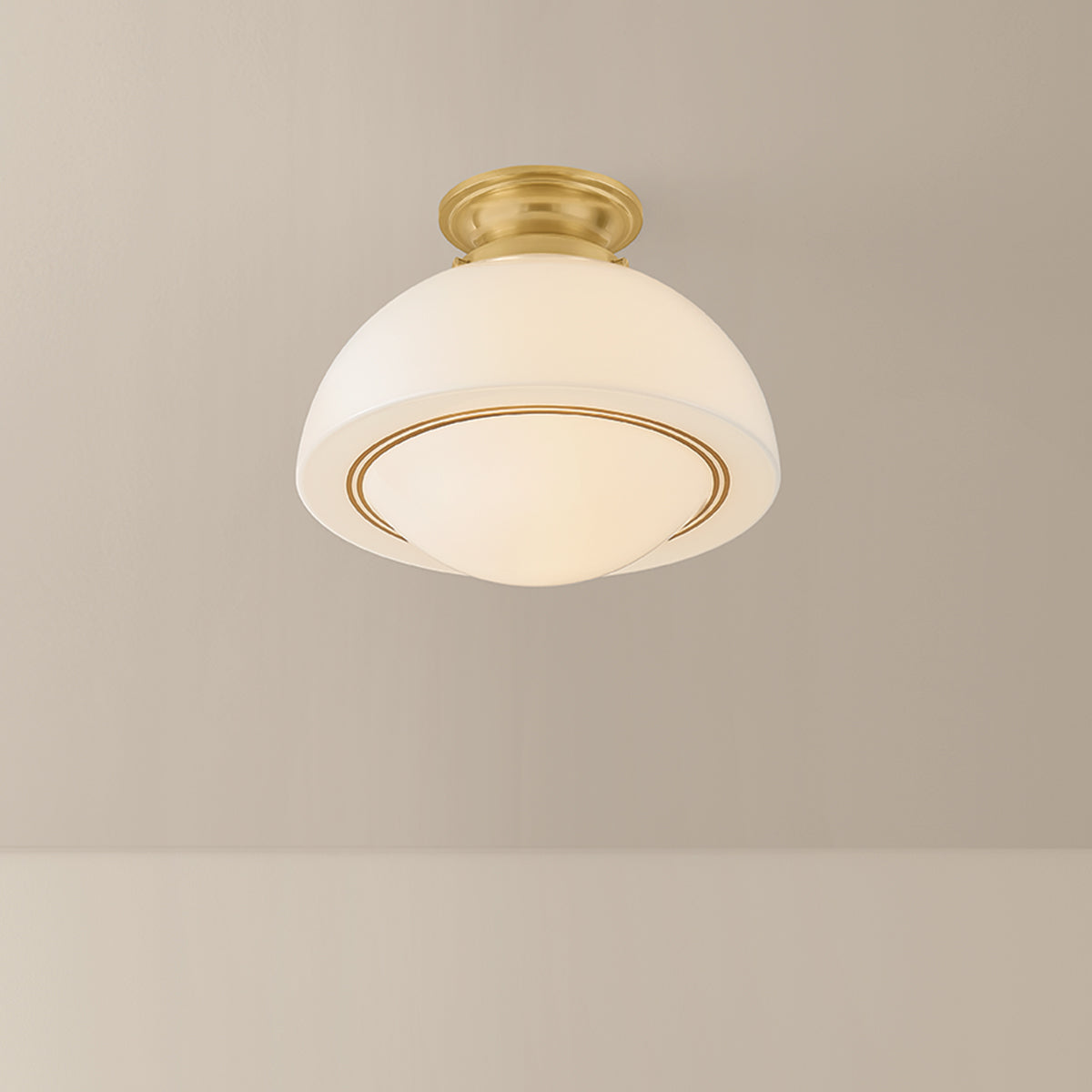 Mitzi by Hudson Valley Lighting Celine Small Semi-Flush Mount in Aged Brass, detail view 3