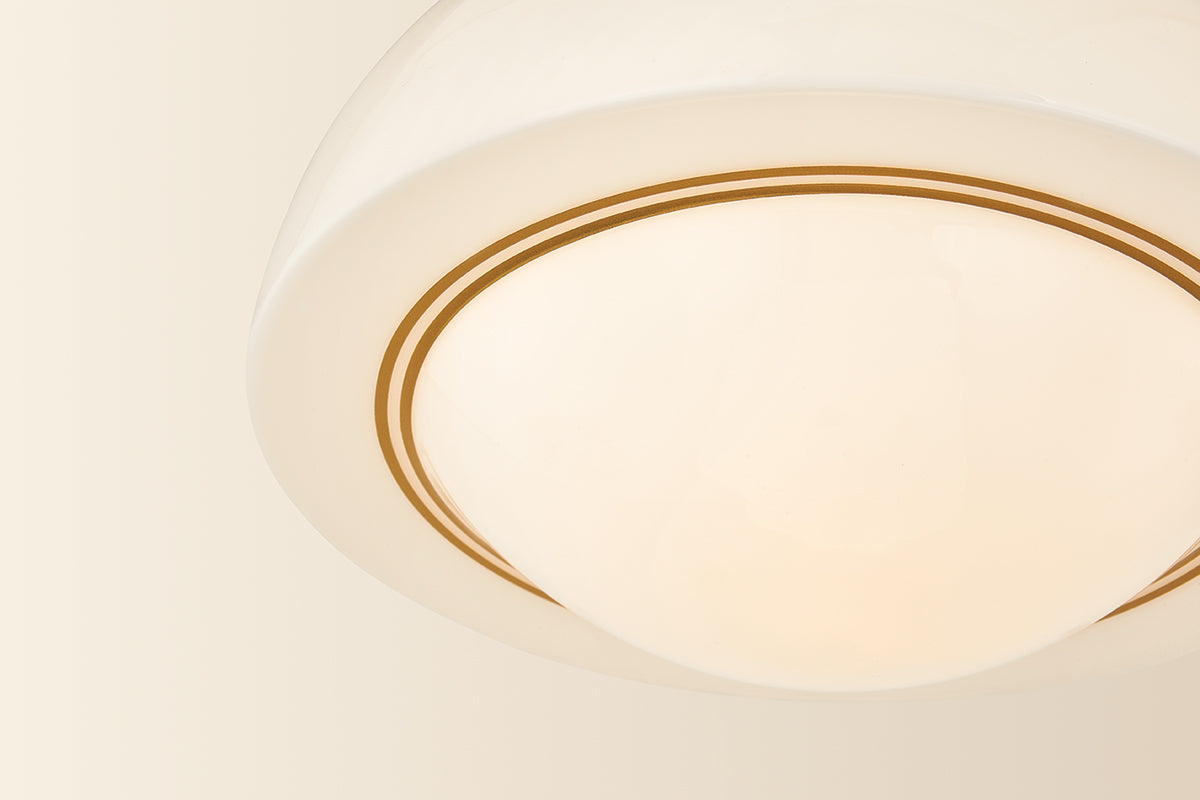 Mitzi by Hudson Valley Lighting Celine Small Semi-Flush Mount in Aged Brass, detail view 4
