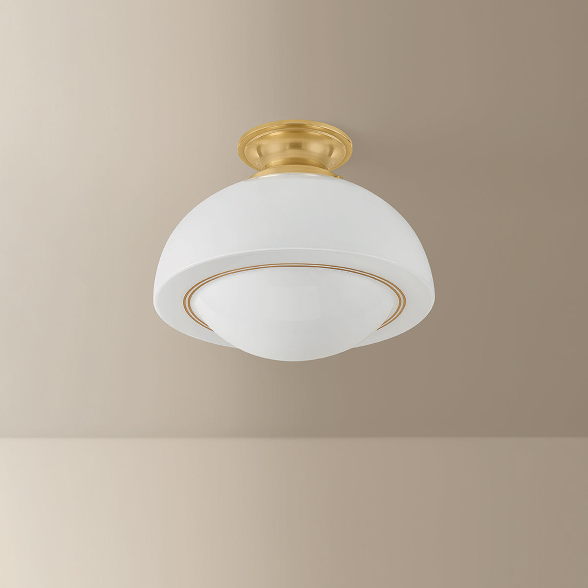 Mitzi by Hudson Valley Lighting Celine Large Semi-Flush Mount in Aged Brass, detail view 5