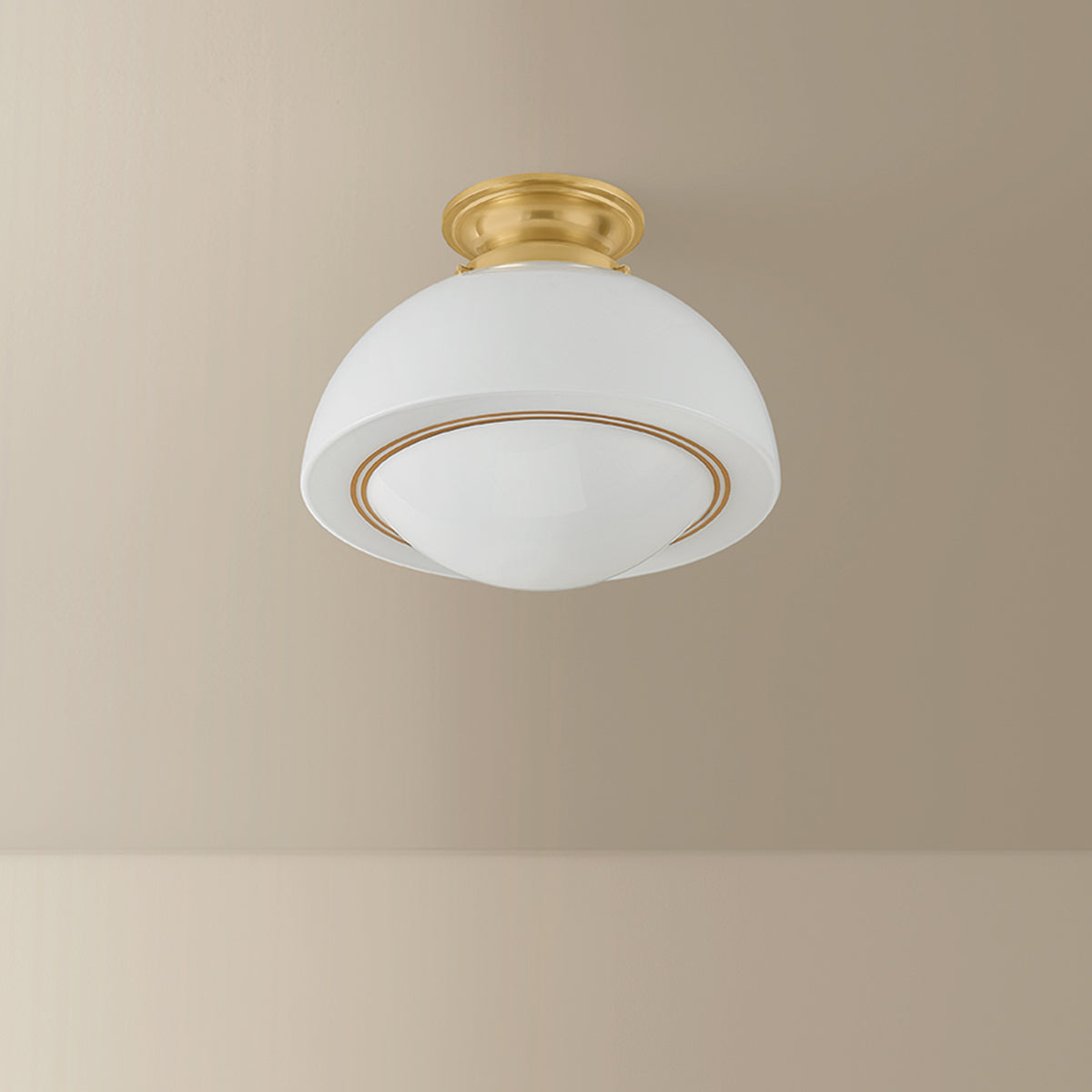 Mitzi by Hudson Valley Lighting Celine Small Semi-Flush Mount in Aged Brass, detail view 5