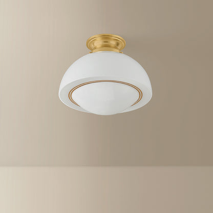 Mitzi by Hudson Valley Lighting Celine Small Semi-Flush Mount in Aged Brass, detail view 5