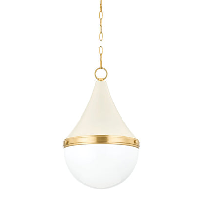Mitzi by Hudson Valley Lighting Ciara Large Pendant in Aged Brass / Soft Cream