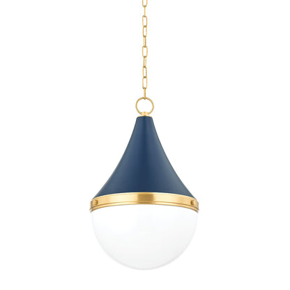 Mitzi by Hudson Valley Lighting Ciara Large Pendant in Aged Brass / Soft Navy