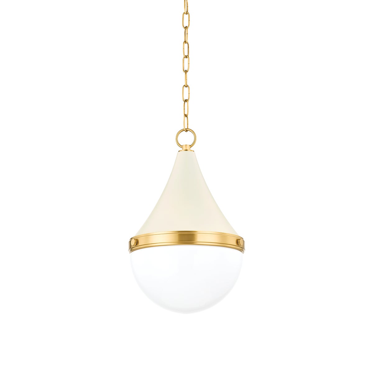 Mitzi by Hudson Valley Lighting Ciara Small Pendant in Aged Brass / Soft Cream