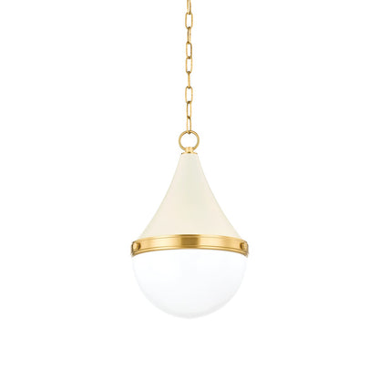Mitzi by Hudson Valley Lighting Ciara Small Pendant in Aged Brass / Soft Cream