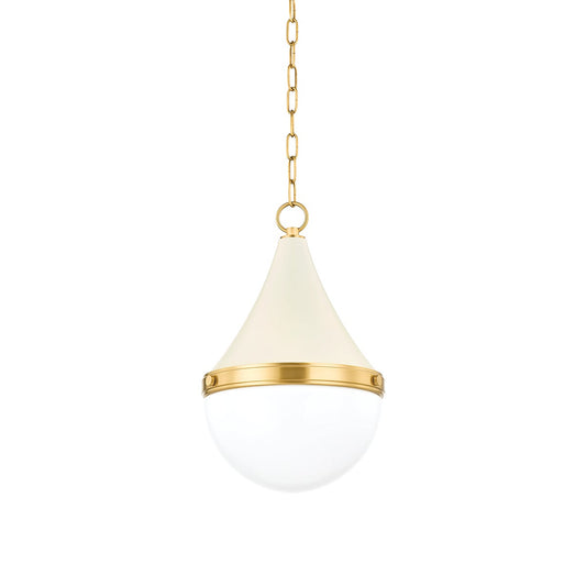 Mitzi by Hudson Valley Lighting Ciara Small Pendant in Aged Brass / Soft Cream