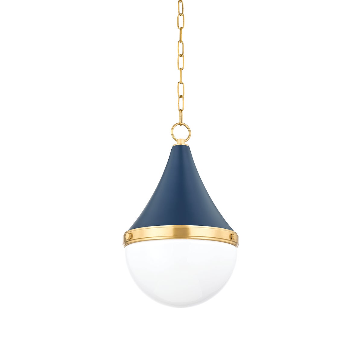 Mitzi by Hudson Valley Lighting Ciara Small Pendant in Aged Brass / Soft Navy