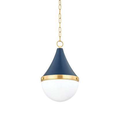 Mitzi by Hudson Valley Lighting Ciara Small Pendant in Aged Brass / Soft Navy
