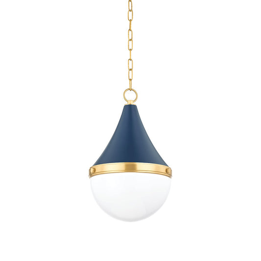 Mitzi by Hudson Valley Lighting Ciara Small Pendant in Aged Brass / Soft Navy