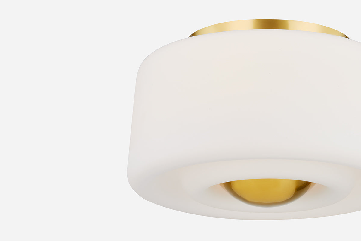 Mitzi by Hudson Valley Lighting Ciela Flush Mount in Aged Brass, detail view 2