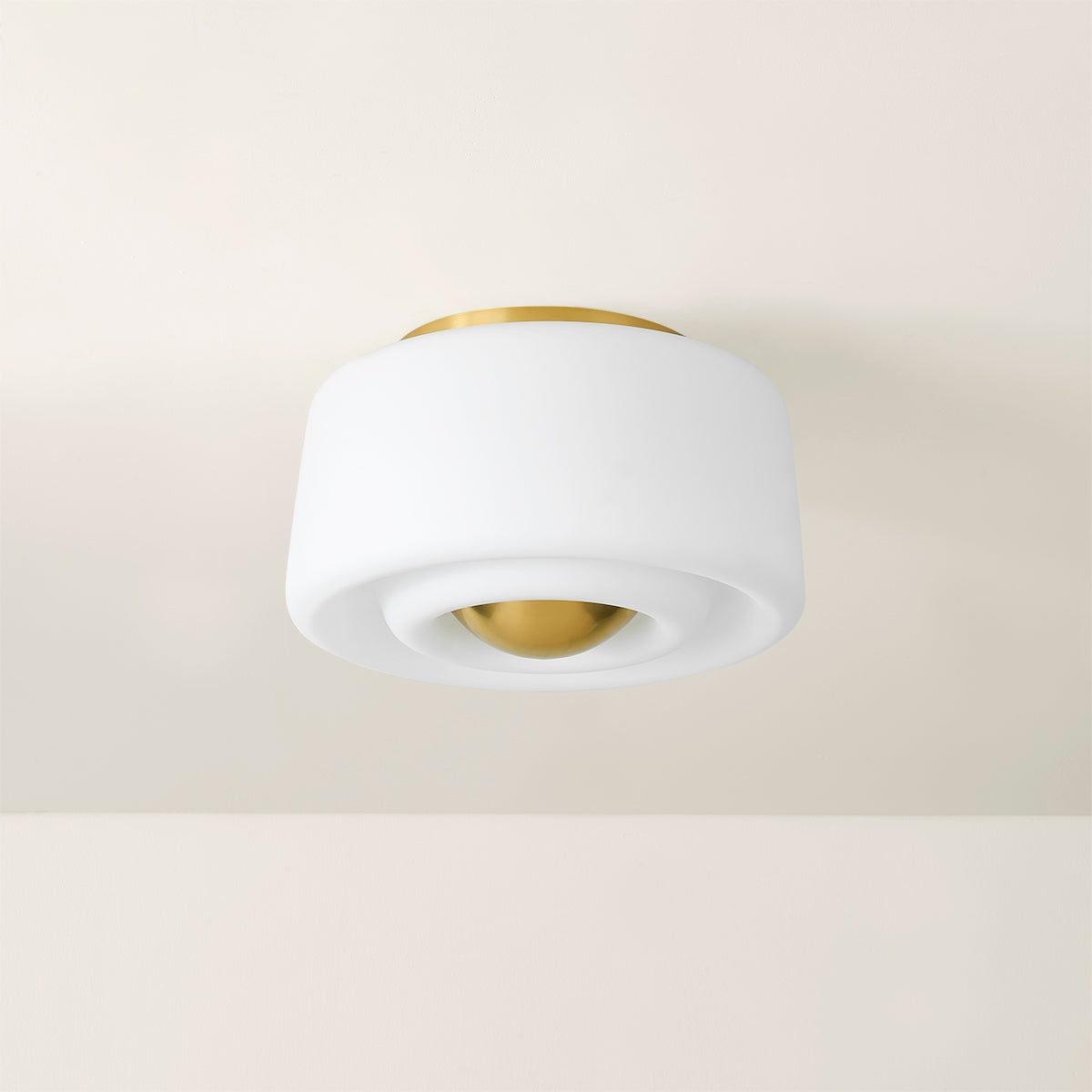 Mitzi by Hudson Valley Lighting Ciela Flush Mount in Aged Brass, detail view 3
