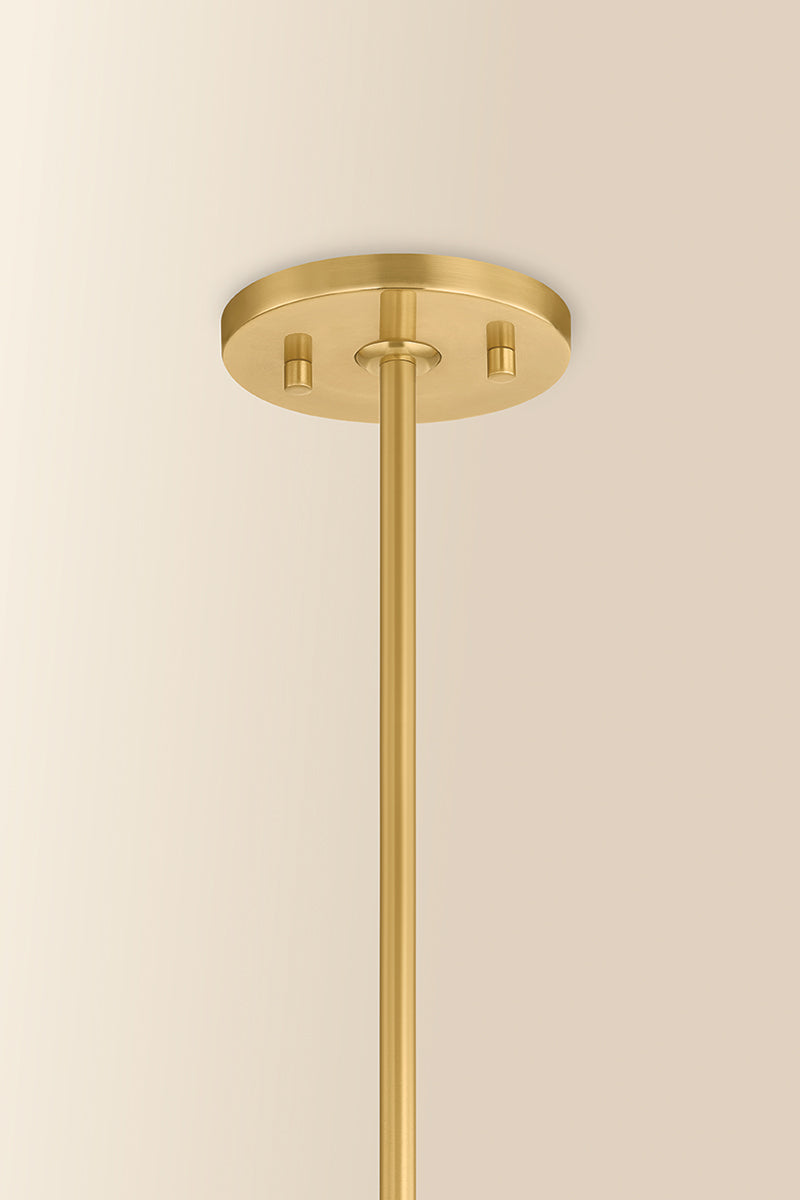Mitzi by Hudson Valley Lighting Clarisse 3-Light Lantern in Aged Brass / Soft Bisque, detail view 1
