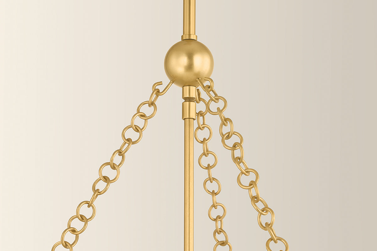 Mitzi by Hudson Valley Lighting Clarisse 4-Light Lantern in Aged Brass / Soft Bisque, detail view 2