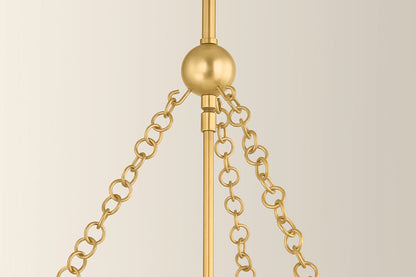 Mitzi by Hudson Valley Lighting Clarisse 4-Light Lantern in Aged Brass / Soft Bisque, detail view 2