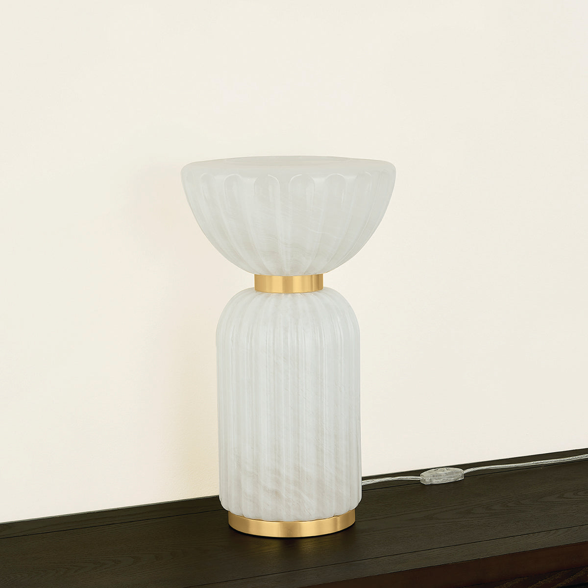Mitzi by Hudson Valley Lighting Cordelia Table Lamp in Aged Brass, detail view 3