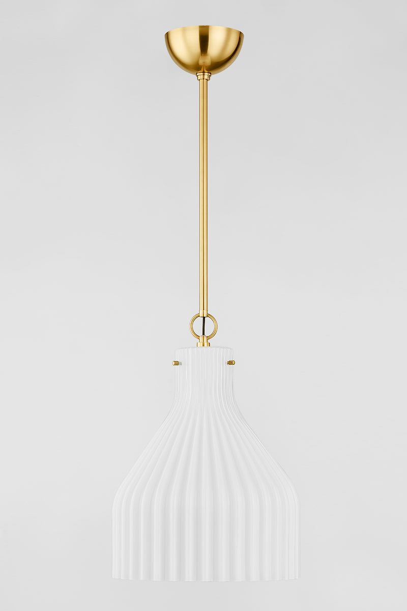 Mitzi by Hudson Valley Lighting Corinthia Large Pendant in Aged Brass, detail view 1