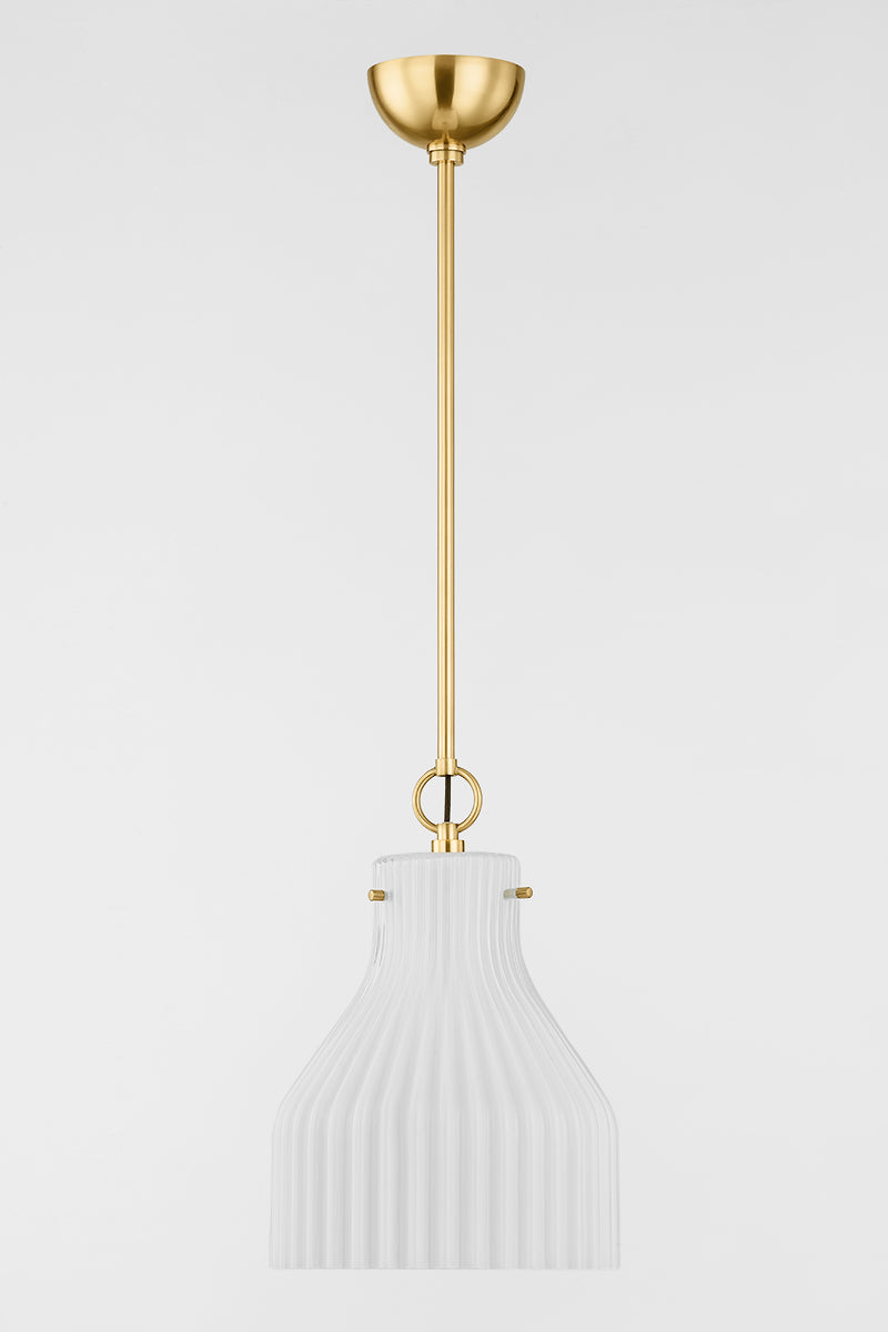 Mitzi by Hudson Valley Lighting Corinthia Small Pendant in Aged Brass, detail view 1