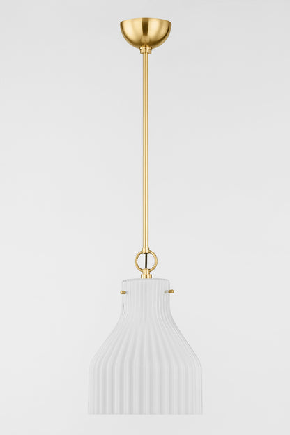 Mitzi by Hudson Valley Lighting Corinthia Small Pendant in Aged Brass, detail view 1