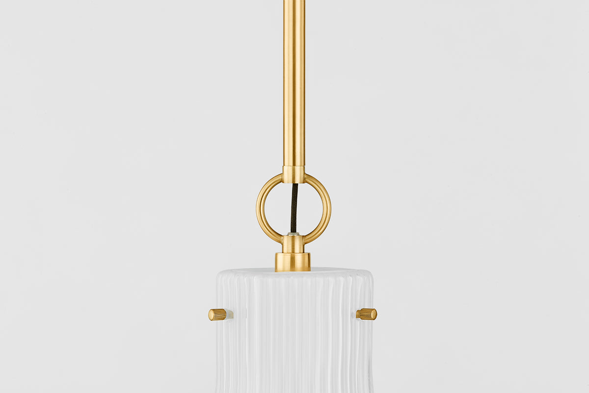 Mitzi by Hudson Valley Lighting Corinthia Large Pendant in Aged Brass, detail view 2