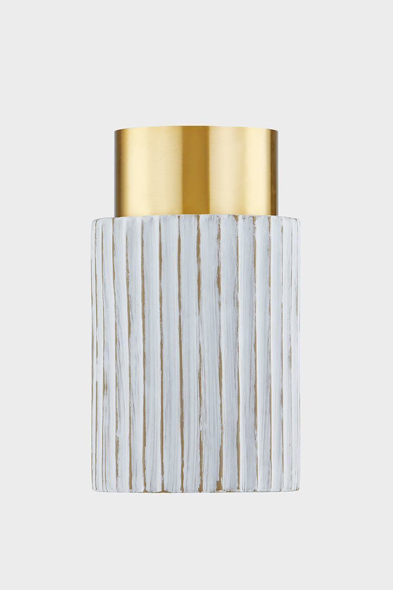 Mitzi by Hudson Valley Lighting Corissa Flush Mount in Aged Brass / Ceramic Whitewash Bisque, detail view 1