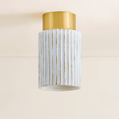Mitzi by Hudson Valley Lighting Corissa Flush Mount in Aged Brass / Ceramic Whitewash Bisque, detail view 3