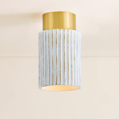 Mitzi by Hudson Valley Lighting Corissa Flush Mount in Aged Brass / Ceramic Whitewash Bisque, detail view 4