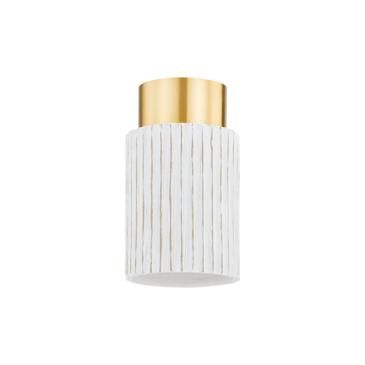 Mitzi by Hudson Valley Lighting Corissa Flush Mount in Aged Brass / Ceramic Whitewash Bisque