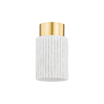 Mitzi by Hudson Valley Lighting Corissa Flush Mount in Aged Brass / Ceramic Whitewash Bisque