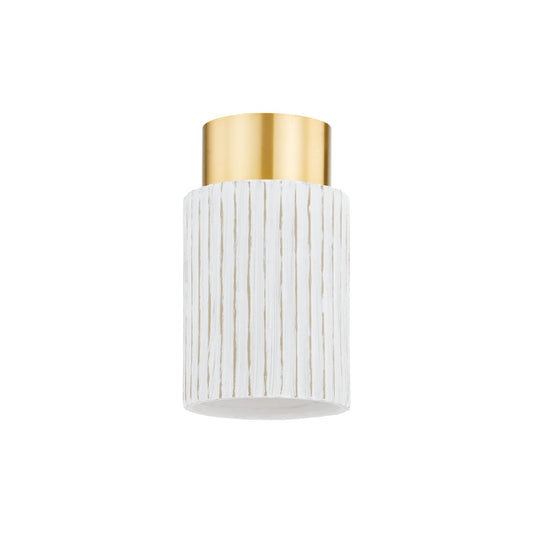 Mitzi by Hudson Valley Lighting Corissa Flush Mount in Aged Brass / Ceramic Whitewash Bisque