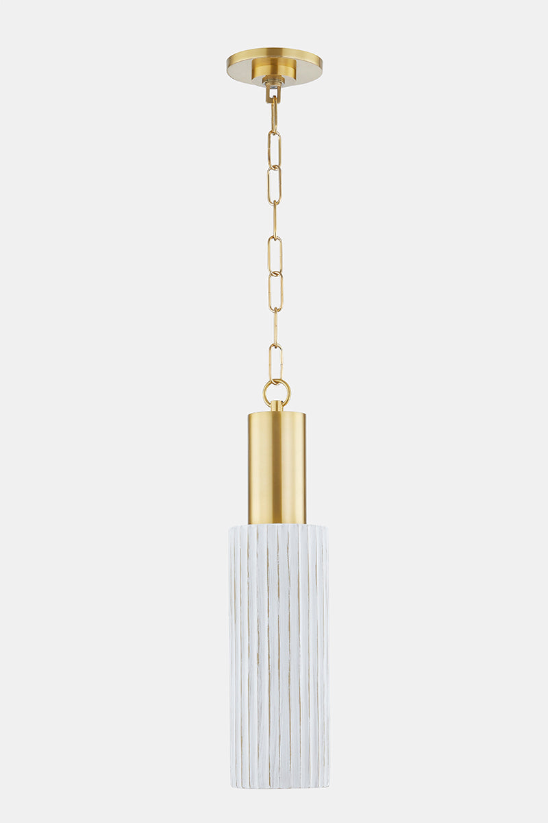 Mitzi by Hudson Valley Lighting Corissa Pendant in Aged Brass / Ceramic Whitewash Bisque, detail view 1