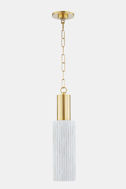 Mitzi by Hudson Valley Lighting Corissa Pendant in Aged Brass / Ceramic Whitewash Bisque, detail view 1