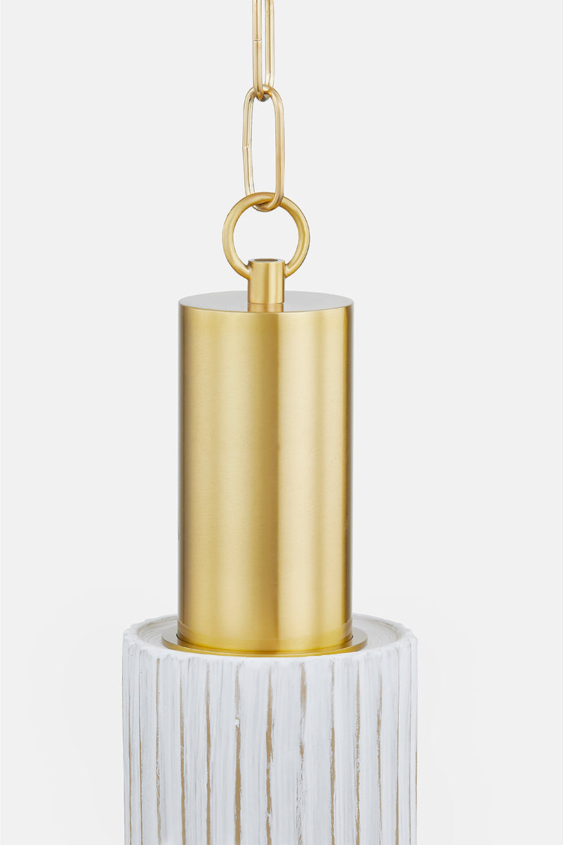 Mitzi by Hudson Valley Lighting Corissa Pendant in Aged Brass / Ceramic Whitewash Bisque, detail view 2