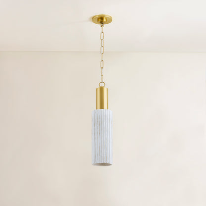 Mitzi by Hudson Valley Lighting Corissa Pendant in Aged Brass / Ceramic Whitewash Bisque, detail view 3